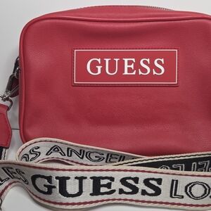 GUESS Red Messenger Bag with Branded Strap